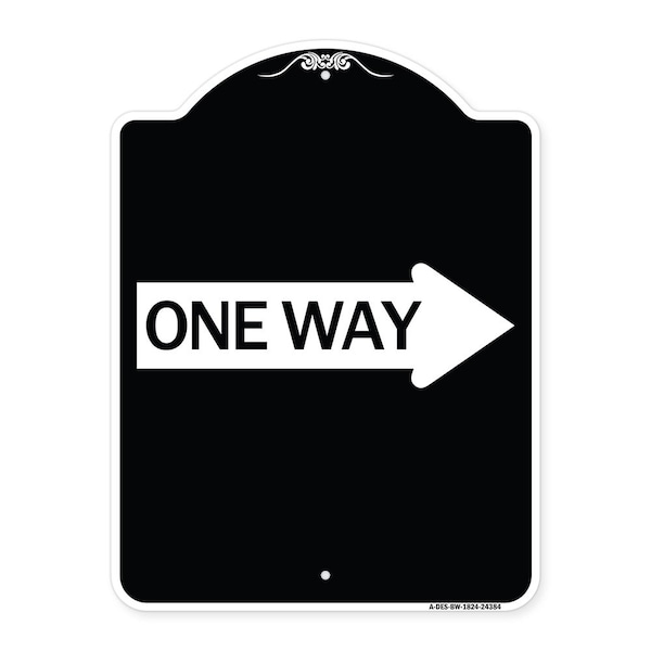 Signmission One Way With Right Arrow Heavy-Gauge Aluminum Architectural Sign, 24" x 18", BW-1824-24384 A-DES-BW-1824-24384 - main